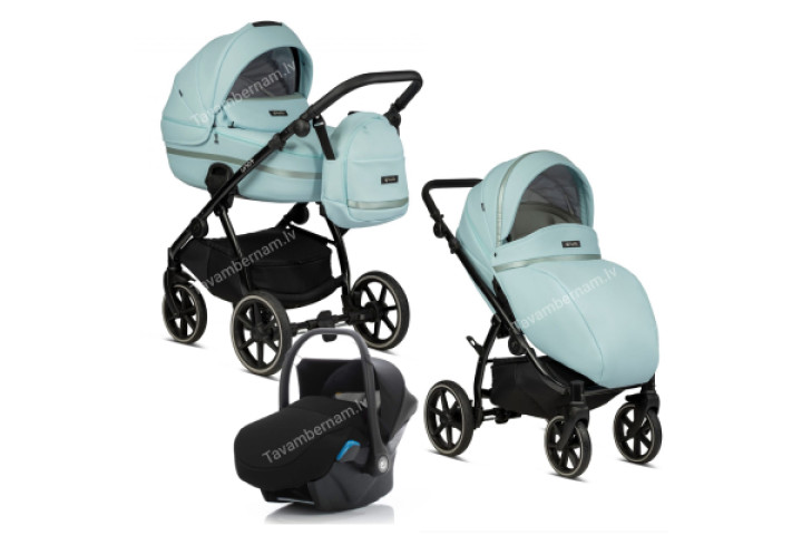 Tutis Uno 3 plus Leather 3-1 196 Light Mint bērnu rati trīs vienā (eko-āda)